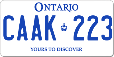 ON license plate CAAK223