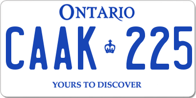 ON license plate CAAK225