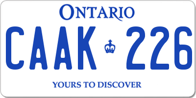 ON license plate CAAK226