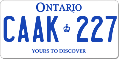 ON license plate CAAK227