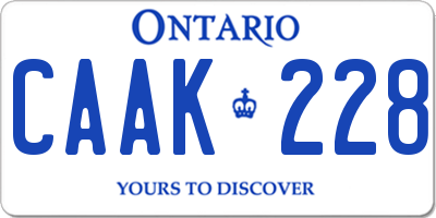 ON license plate CAAK228