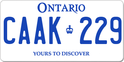 ON license plate CAAK229