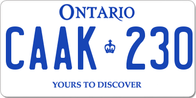 ON license plate CAAK230