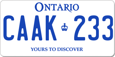 ON license plate CAAK233