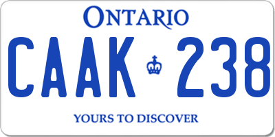 ON license plate CAAK238