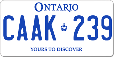 ON license plate CAAK239