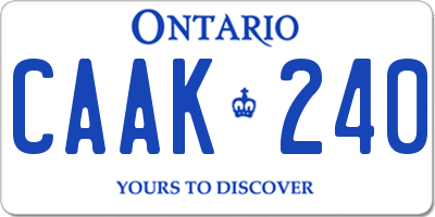 ON license plate CAAK240