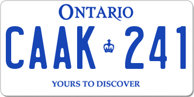 ON license plate CAAK241