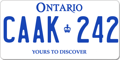 ON license plate CAAK242