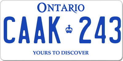 ON license plate CAAK243