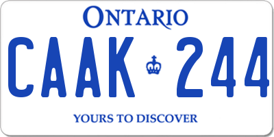 ON license plate CAAK244