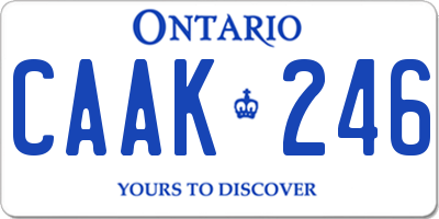 ON license plate CAAK246