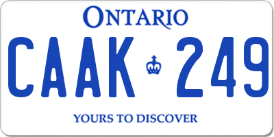 ON license plate CAAK249