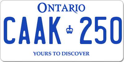 ON license plate CAAK250