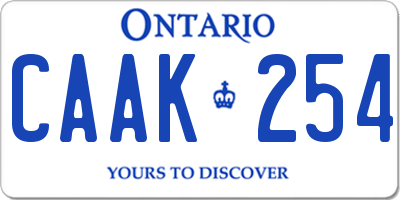 ON license plate CAAK254