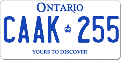 ON license plate CAAK255