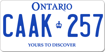 ON license plate CAAK257