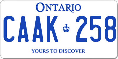 ON license plate CAAK258