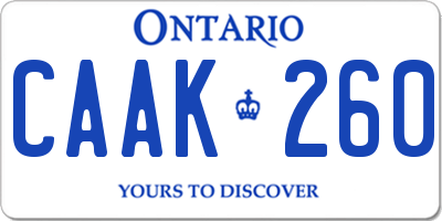 ON license plate CAAK260