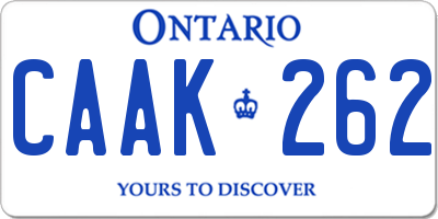 ON license plate CAAK262