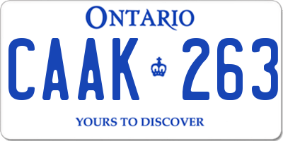 ON license plate CAAK263