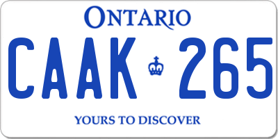 ON license plate CAAK265