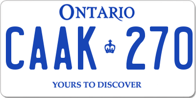 ON license plate CAAK270