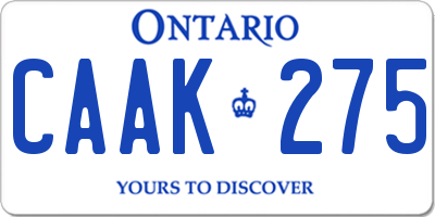 ON license plate CAAK275