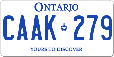 ON license plate CAAK279