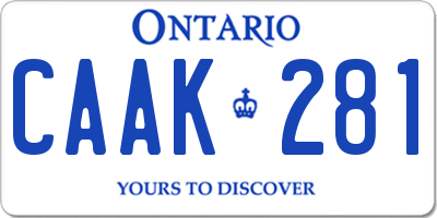 ON license plate CAAK281