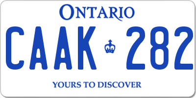 ON license plate CAAK282