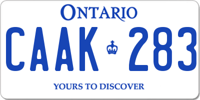 ON license plate CAAK283