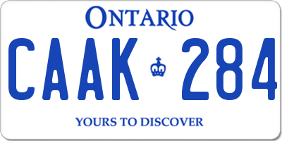 ON license plate CAAK284