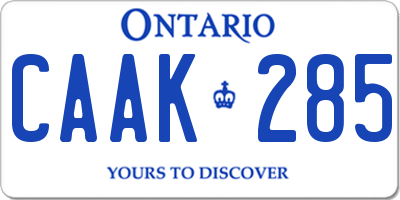 ON license plate CAAK285