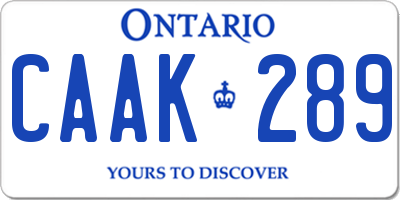 ON license plate CAAK289