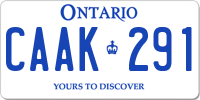 ON license plate CAAK291