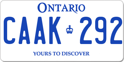 ON license plate CAAK292