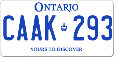 ON license plate CAAK293