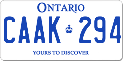 ON license plate CAAK294