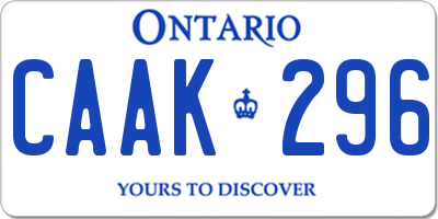 ON license plate CAAK296