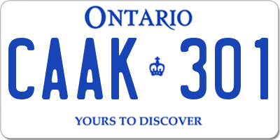 ON license plate CAAK301