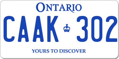 ON license plate CAAK302