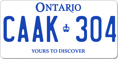 ON license plate CAAK304