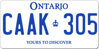 ON license plate CAAK305