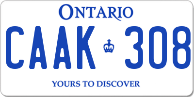 ON license plate CAAK308