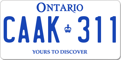 ON license plate CAAK311