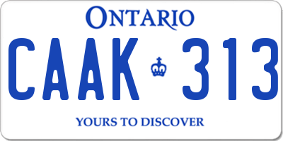 ON license plate CAAK313