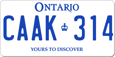 ON license plate CAAK314