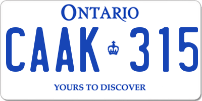 ON license plate CAAK315