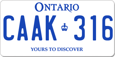 ON license plate CAAK316